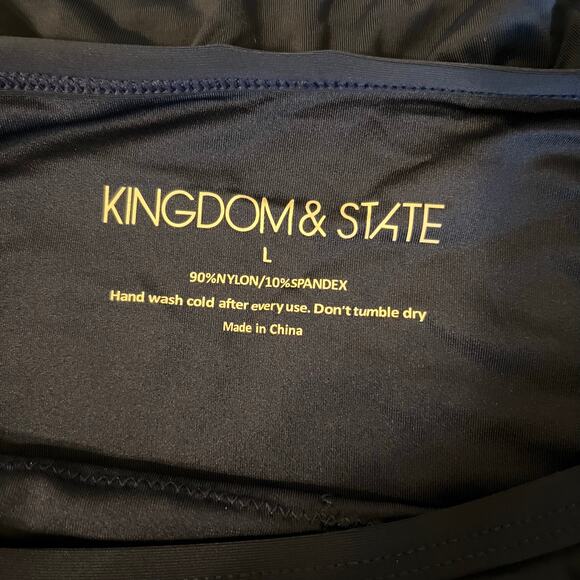 Bikini Swimsuit Ruffle Bandeau Top in Navy Blue Size Large - Picture 5 of 5